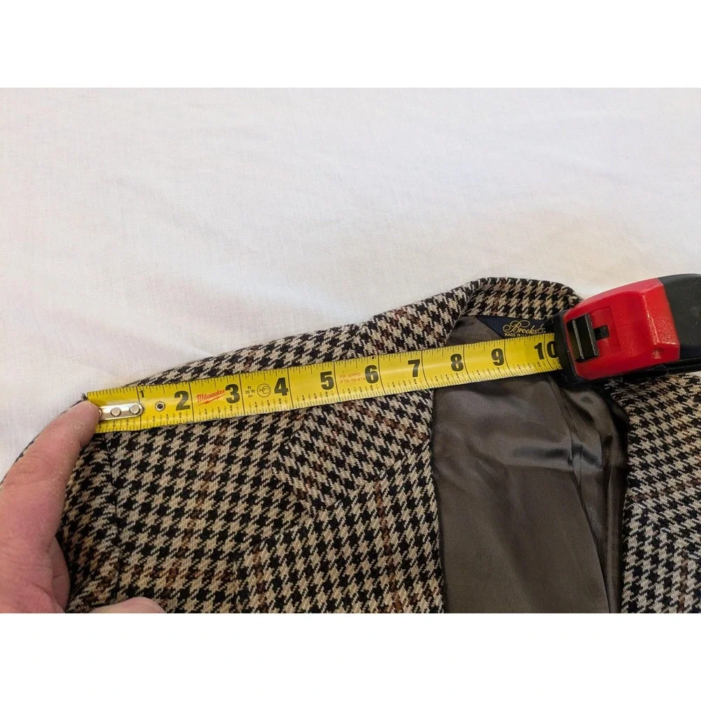 Vintage Brooks Brothers Blazer Men 43 Brown Houndstooth Tweed Sport Coat 80s USA